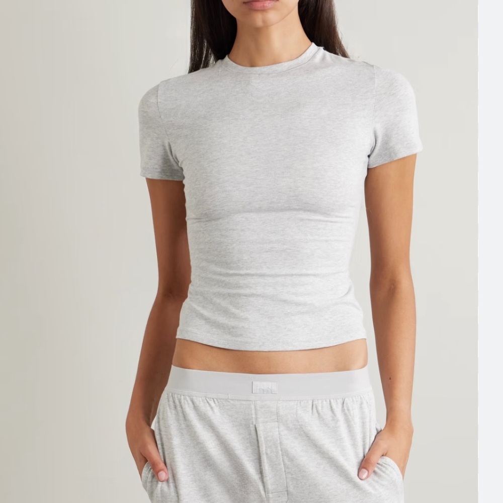NWT Skims Cotton Jersey Tee shirt Top new gray